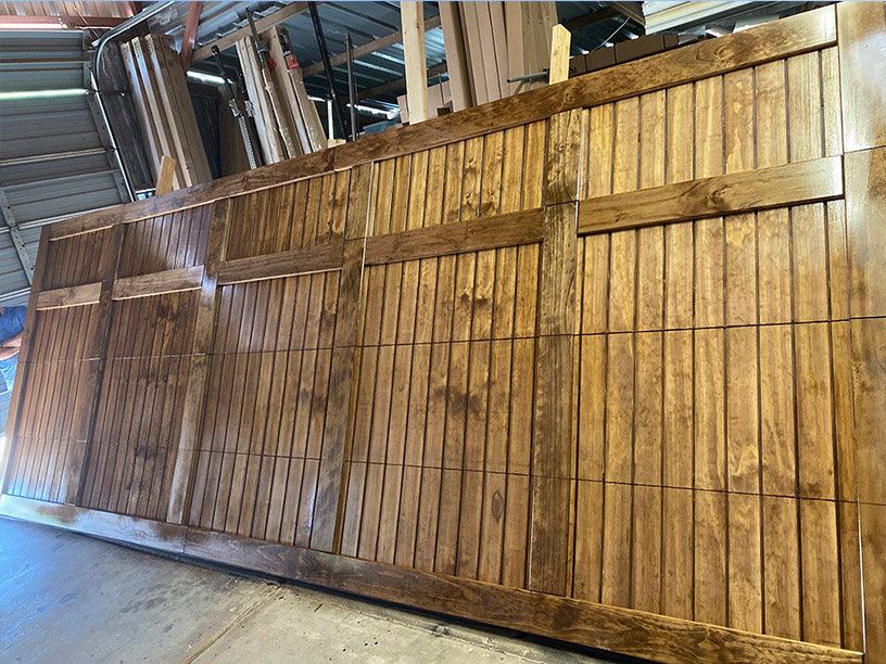 Created by our team, 16x7 Custom Wood Overlay Garage Door in Glendale, AZ