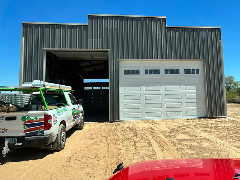 Large RV Garage Doors with 3-layer Poly Intellicore Insulation and Frosted Glass Long Panel in Surprise, AZ