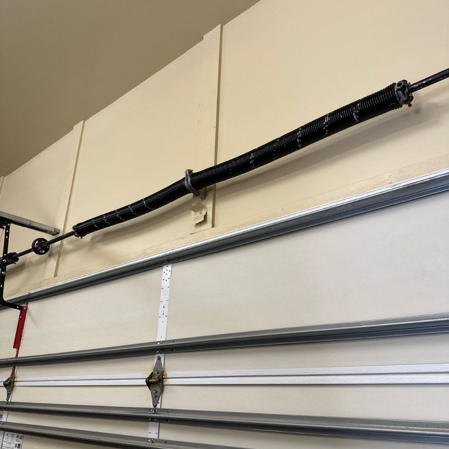 Custom garage door spring system installed at a home in Silverleaf, North Scottsdale.